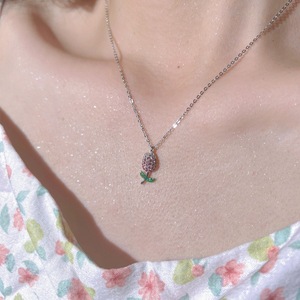 Collar con Colgante de Flor Pequeña con Incrustaciones de Diamantes de Alto Contenido de Carbono en Plata de Ley S925 Súper Brillante, Textura de Lujo Ligero, Cuerpo Completo - Product Image 2