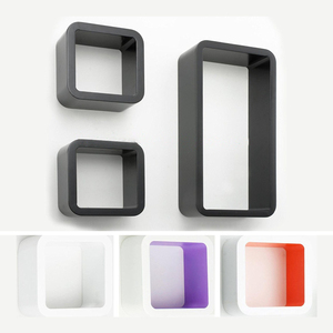 الجملة الرخيصة مجموعة العتيقة الأسود العائمة مكعب جدار جبل خشبي رف دش - Product Image 1