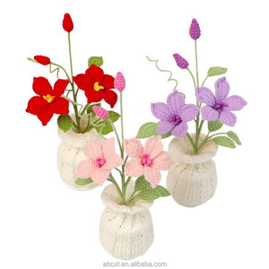 Plante artificielle en pot de fleurs tricotées à la main Clematis Pot de fleur plante pour la décoration de la maison - Product Image 5