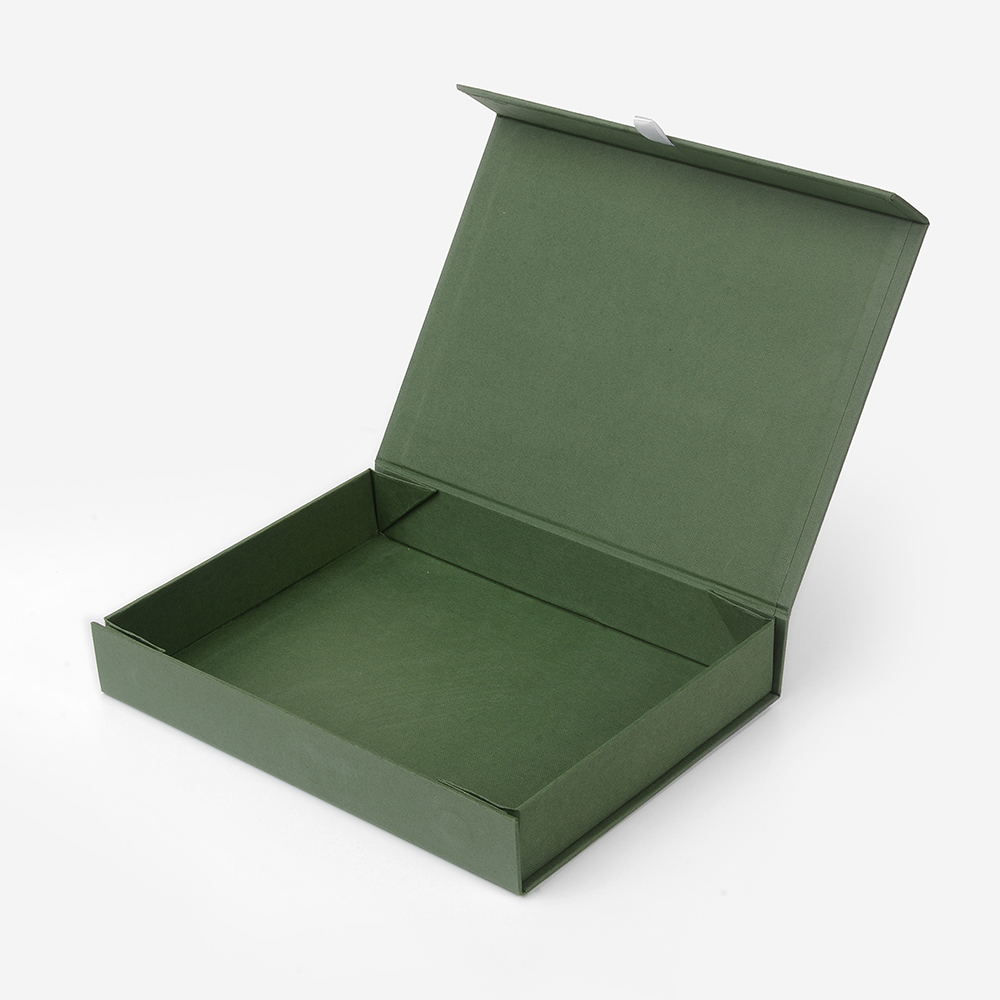 Boîte cadeau pliable magnétique à texture vert foncé
