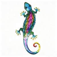 Özelleştirilebilir Büyük Duvar Heykeli 3D Metal Duvar Sanatı Gecko Dekorasyonu Balkon Bahçe Süsü