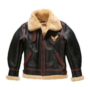 <span class=keywords><strong>Blouson</strong></span> d'hiver en cuir véritable pour homme, personnalisé, avec ailes de revers <span class=keywords><strong>B3</strong></span> en fourrure de mouton - Product Image 1