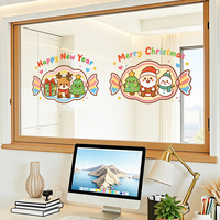 Pegatinas de PVC para Ventanas de Navidad y Año Nuevo, Estilo Caramelo de Dibujos Animados, Papá Noel, Muñeco de Nieve, Reno, Reutilizables, Sin Pegamento, Impermeables