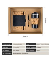 Ensemble Cadeau d'Affaires Écologique en Liège : Carnet, Tasse Isotherme et Stylo Signature – Cadeau Commémoratif Trois-en-Un Personnalisable avec Logo Imprimé