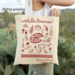 Borsa tote in tela a tema italiano - Borsa a tracolla stampata con scritta "That's Amore" - Borse alla moda per serate romantiche e weekend in spiaggia - Product Image 2