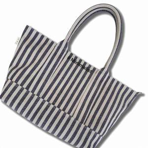 Sac de shopping en toile personnalisé pour femmes, grande taille, avec logos, sacs pliables rayés en toile, réutilisables, vente en gros à bas prix - Product Image 3