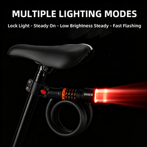Antivol <span class=keywords><strong>de</strong></span> vélo en gros avec feu arrière LED, combinaison à 5 chiffres, antivol <span class=keywords><strong>de</strong></span> sécurité pour vélo 1,2 m - Product Image 1