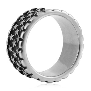 yunnique Men's <b>Titanium</b> Steel <b>Ring</b> Star Pattern Geometric Design Gift Jewelry - Product Image 3
