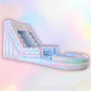 Tobogán Inflable Azul Tie Dye Grande de Doble Carril, Tobogán Acuático Inflable de Grado Comercial - Product Image 2