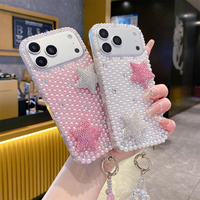 Coque de téléphone Coquette Y2K scintillante avec perles, strass et étoiles pour iPhone 18 17 Pro Max 16 15 14 13, avec dragonne en cristal et protection intégrale