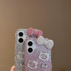 Geschikt Voor 16Promax Telefoon Case Nieuwe Iphone15pro Stereo Strass Bow Hello <span class=keywords><strong>Kitty</strong></span> Head 14P - Product Image 4