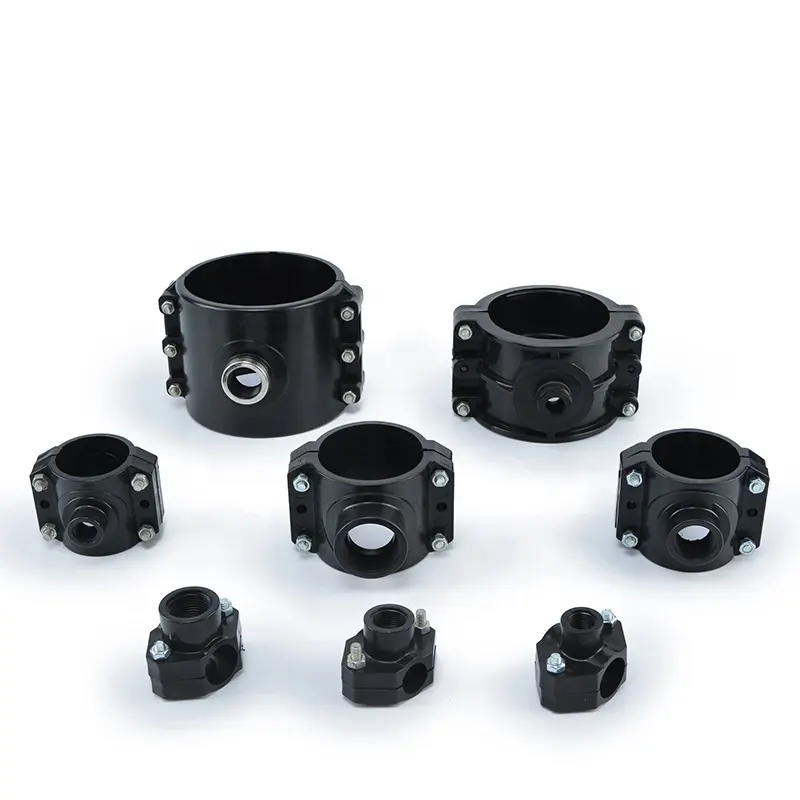 Plastic Adding ExitPE HDPE PP PN16 irrigation pipe fitting Saddle Clamp