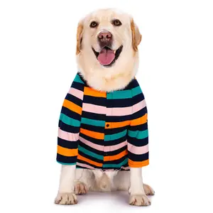 Pakaian Hewan Peliharaan Kustom Musim Panas Pakaian Anjing Musim Semi Mode Mewah Garis Warna-warni Pakaian Anjing Besar Rompi Anjing Elastis untuk Labrador