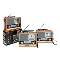 Eletree YG-2113BTS, YG-2113 Retro portabel Solar Speaker BT nirkabel DC pengisian AM FM SW 3 band Radio dengan jam kuarsa