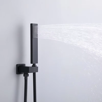 Robinet mural carré en laiton encastré, ensemble de douche pré-encastré, finition brossée, jet de pluie doux pour usage domestique et hôtelier