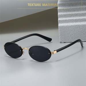 Gafas de Sol Redondas sin Montura de Aleación Retro de Moda con Logotipo Personalizado 2025, Gafas de Sol Ovaladas Pequeñas con Protección UV400 para Hombre y Mujer - Product Image 4