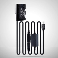Batería Ficticia LP-E6 + Cable USB de Refuerzo Individual para Canon EOS 5D2 5D3 5D4 6D 6D2 60D 7D 7D2 70D 80D 90D 5DS R R5 R6