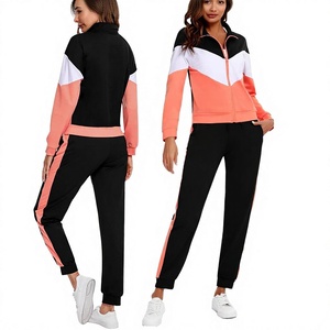 Survêtement zippé color block pour femme, veste de sport à manches longues avec poches latérales, matière respirante en spandex et polyester, idéal pour le printemps - Product Image 5