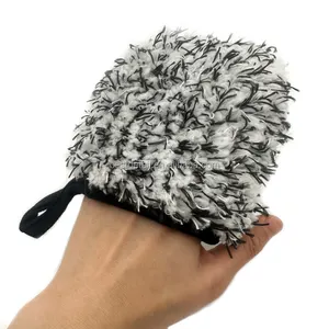 Yeni 4-finger Ultra süper yumuşak çift taraflı Mini mikrofiber jant Mitt araba yıkama oto detaylandırma için başparmak döngü ile temizlik