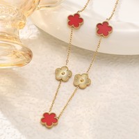 18K gouden roestvrijstalen waterdichte ketting met pruimenbloesempatroon, stoer, elegant, dames statement hanger, cadeau