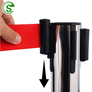 Otel güvenliği kalabalık kontrol sıra kuyruk Stanchion paslanmaz çelik geri çekilebilir kemer Stanchion - Product Image 3