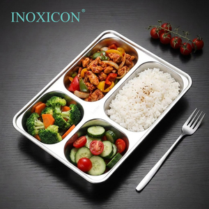 Vassoio per Fast <span class=keywords><strong>Food</strong></span> e Piatto da Cena in Acciaio Inox Ecologico e Durevole, Personalizzabile con 3/4/5 Scomparti Divisi - Product Image 4