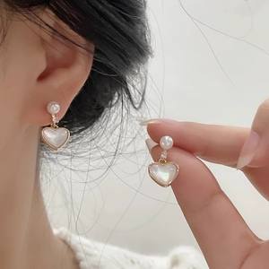 22510 Accessoires de perles DIY, boucles d'oreilles en argent S925, support vide, style tendance, boucles d'oreilles avec perles rondes de 7 à 9 mm - Product Image 3