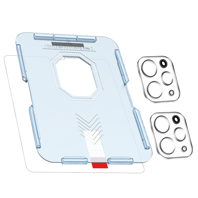 $1,9-$2,9 Qlass templado con herramienta de instalación y cámara Len película