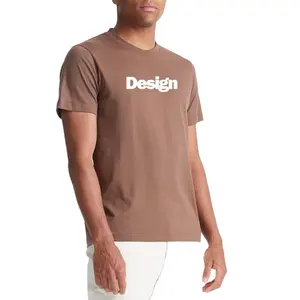 Camisetas básicas lisas de algodón orgánico para hombre, camisetas de corte clásico con logotipo personalizado impreso, camiseta de manga corta bordada