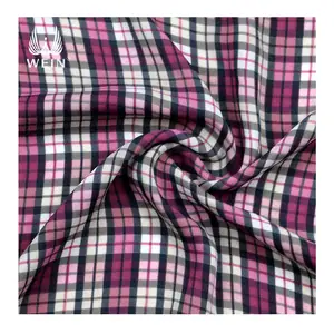 Wi-A11-98435 cảm ứng mềm mại flowy Polyester Vải Scotland lưới lưới kiểm tra vải sọc cho shirting và ăn mặc