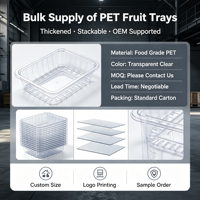Boîte d'emballage en blister transparente carrée jetable de qualité alimentaire en PET pour fruits, légumes, gâteaux à emporter, marque Lanke