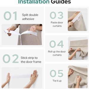 DaiRui stile francese nastro magico senza foratura lino-look poli tenda porta termoisolante porta porta porta oscurante tenda - Product Image 3