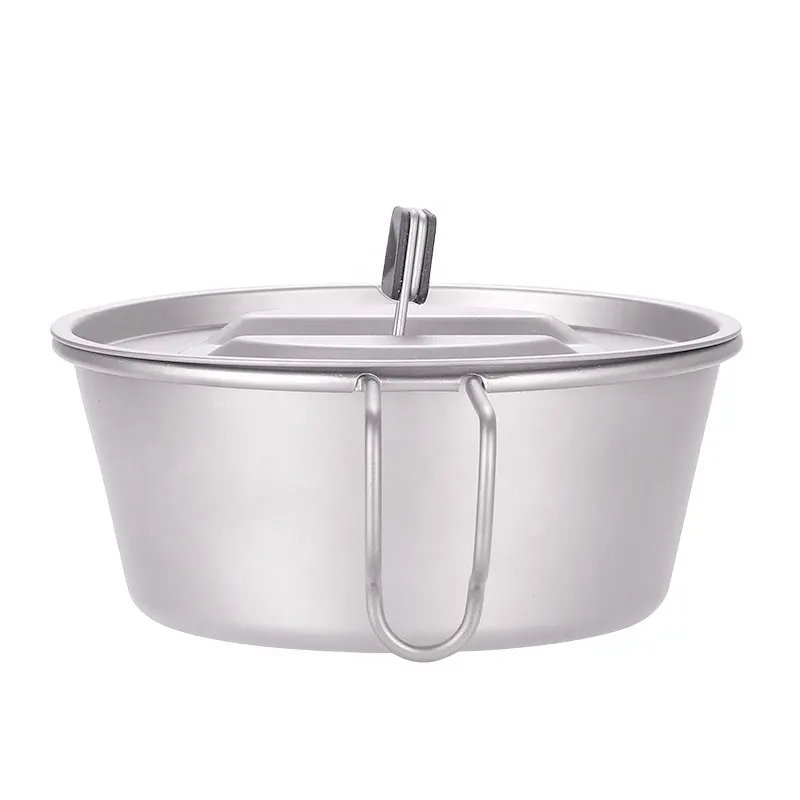 Camping Titanium Kom Met Opvouwbare Handvat Outdoor Cup Toerisme Pot Voor Outdoor Camping Wandelen Backpacken Picknick