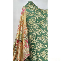 Ensemble de Dirac Somalien Farasawi en Soie de Mûrier Tissée Dorée, Série Élégante Verte, Tissu Gabasar Premium pour Mariage Traditionnel
