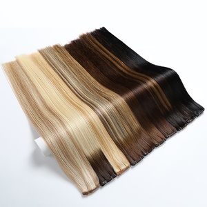 Extensions <span class=keywords><strong>per</strong></span> <span class=keywords><strong>capelli</strong></span> all'ingrosso, 100% umani vergini Remy, provenienti da donne europee, a doppia trama, nuove, morbide, sottili, annodate a mano, invisibili, con trama Genius - Product Image 2