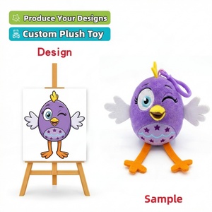 Fabricant de jouets en peluche personnalisés : Mini porte-clés oiseau œuf étoilé, breloques de sac à dos, poulet, ours, figurine de 10 cm personnalisée - Product Image 1