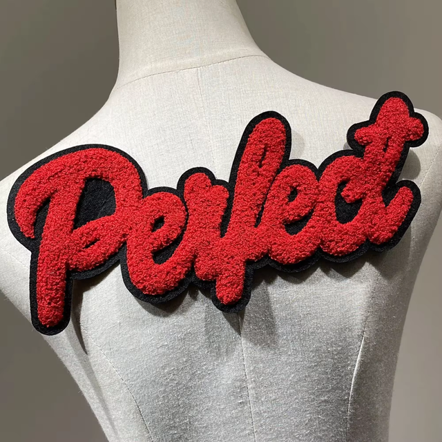 Certified Factory Free Custom Sample Iron On Large Logo Design Towel Letter Chenille Letters Patches For Clothing