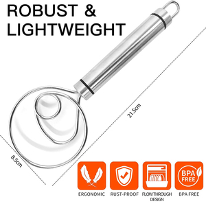 Batteur à œufs en gros, mélangeur de pâte à pain à main, <span class=keywords><strong>fouet</strong></span> danois en acier inoxydable <span class=keywords><strong>pour</strong></span> accessoires de cuisson - Product Image 6