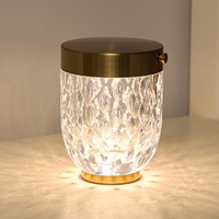Lámpara de Noche Nórdica y Moderna, Lámpara de Escritorio LED de Cristal Recargable