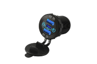 Prise USB multiple ALUMINIUM 12V/24V 30W PD USB-C et deux prises de chargeur USB QC3.0