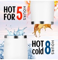 Gobelet isotherme à double paroi en forme d'œuf de 12 oz avec logo personnalisé, verre à vin, tasses avec couvercle, gobelet à vin en acier inoxydable de 12 oz