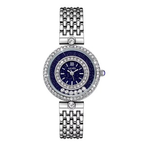 Montre élégante pour femme en pierre de grès bleue de luxe personnalisée, bracelet en acier, étanche, avec strass, mouvement à quartz, 30 mm, vente en gros - Product Image 1