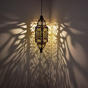 Lanterne solaire suspendue pour extérieur, décoration de jardin, en fer, style marocain, lampe solaire étanche, hexagonale, LED, 6-12 heures - Product Image 2