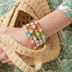 Elegante Pulsera de Cristal Colorido con Brillantes de Imitación Joyería Dorada Destellante Pulseras Ajustables Cadena de Mano para Rave y Graduación para Mujeres - Product Image 2