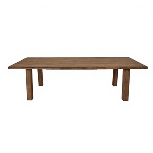 Mesa de Comedor de Estilo Rústico con Tablero de Madera Maciza Rectangular, Superficie de Acacia y Patas de Madera - Product Image 1