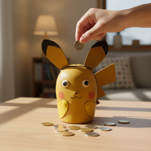 Hucha <span class=keywords><strong>de</strong></span> Cuero Genuino Importado, Diseño Pikachu Hecho a Mano, Caja <span class=keywords><strong>de</strong></span> Dinero <span class=keywords><strong>de</strong></span> Piel <span class=keywords><strong>de</strong></span> Vaca Premium para Regalos y Decoración del Hogar - Product Image 1
