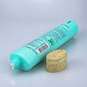 Tubo plano ovalado de plástico de 100ml, 120ml, 150ml, con tapa de madera para limpiador Facial y embalaje de crema de manos, embalaje de tubo de cosméticos - Product Image 2