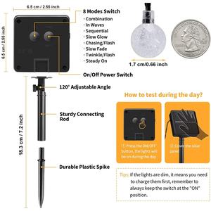 Guirnalda de Luces Solares, 8 Modos, Luces Impermeables para Exteriores, Patio, Árbol, Navidad - Product Image 5