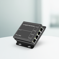 Repetidor/Extensor POE Gigabit de 5 Puertos, 1 Entrada y 4 Salidas, Estándar 90W 802.3af/at/bt, 48V, 10/100/1000Mbps, de Aleación de Aluminio