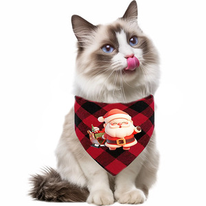 Hanfu Dog Bandana Plaid Christmas Triangular <b>Scarf</b> Winter Pet Accessory - Product Image 2